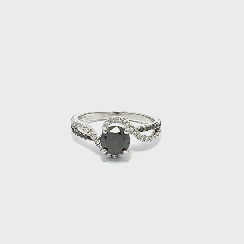 Black Round Brilliant Diamond Ring