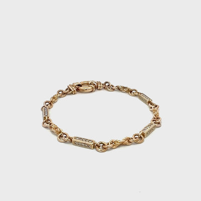 Round Link Cubic Zirconia Bar Bracelet