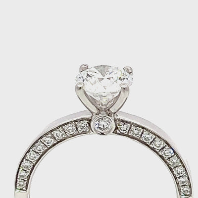 1.42Ct Classic Round Diamond Solitaire with Side Accents Engagement Ring
