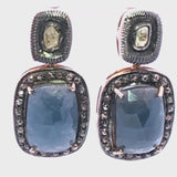 Sapphire Black Diamond Polki Earrings
