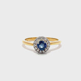 Blue Sapphire Round Diamond Ring