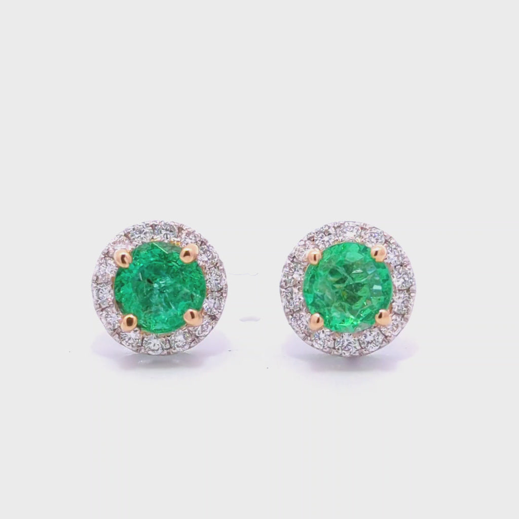  1.92Ct Round Emerald Diamond Earrings