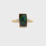 Rectangle Boulder Opal and Diamond Ring