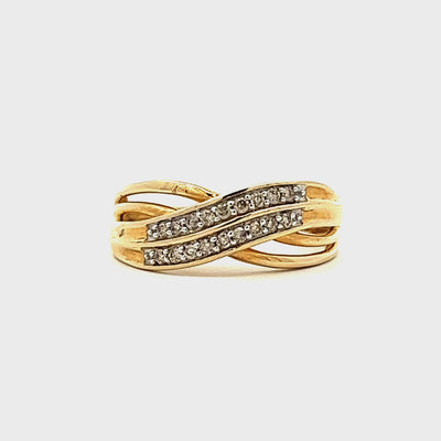 Double Curve Pave Diamond Ring