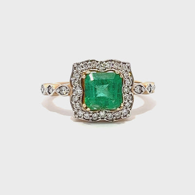 Cushion Emerald Diamond Ring