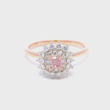 0.73Ct Pink and White Diamond Double Halo Engagement Ring