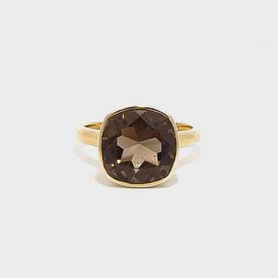 Smoky Quartz Cushion Ring