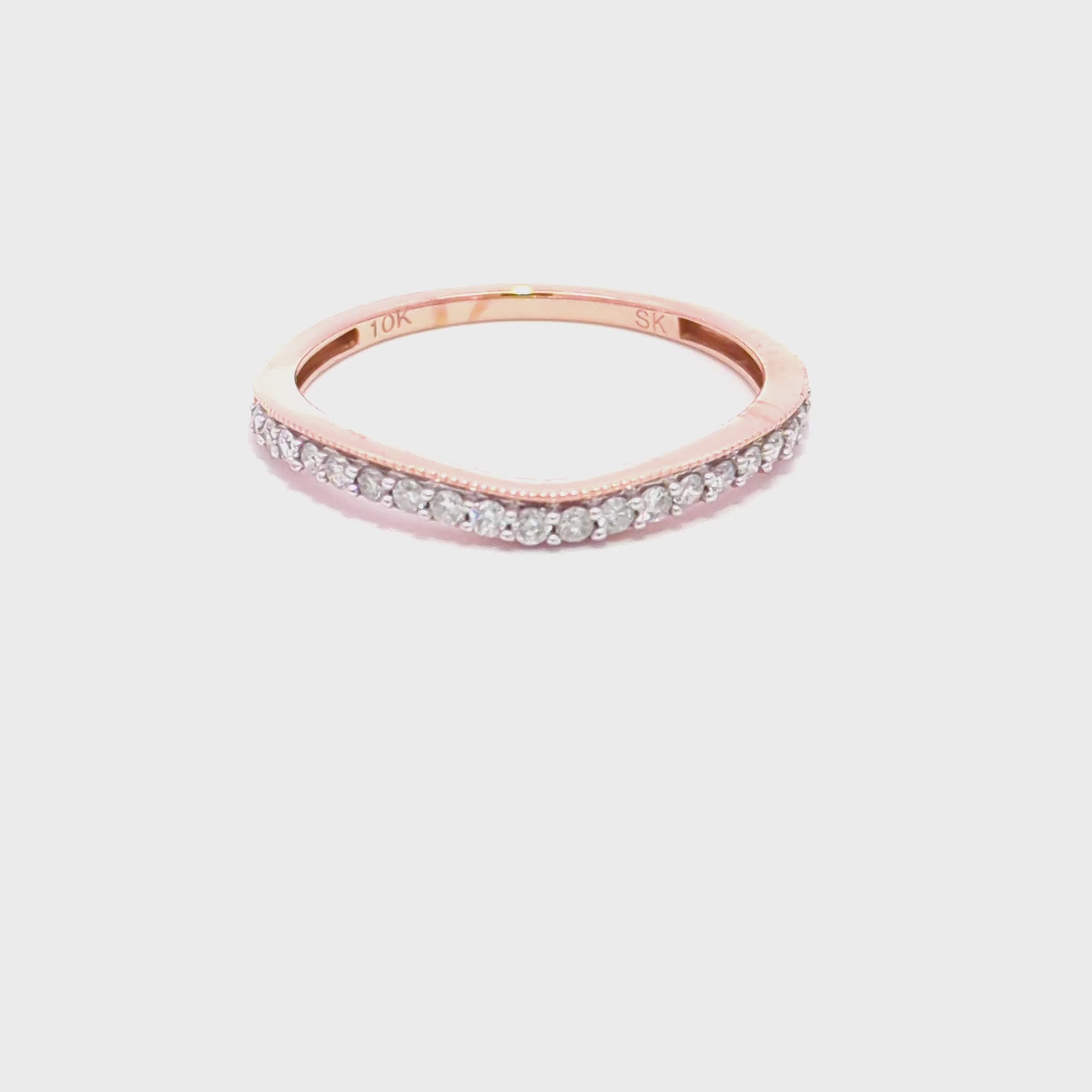 Curved Channel Diamond Wedding Band Ring