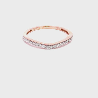 Curved Channel Diamond Wedding Band Ring