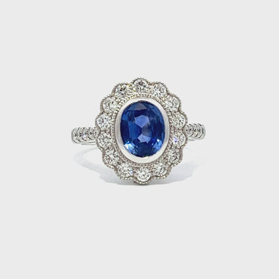 1.58Ct Blue Sapphire Natural Corundum Diamond Ring