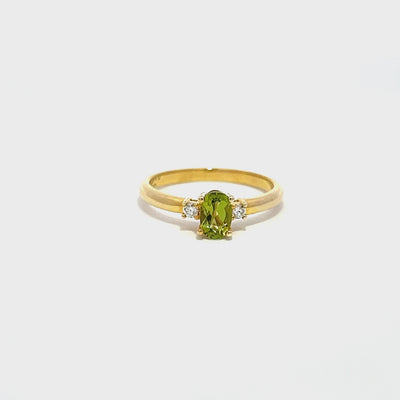 Peridot Oval and Diamond Ring