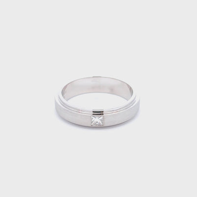 Single Square Diamond Wedding Band Ring