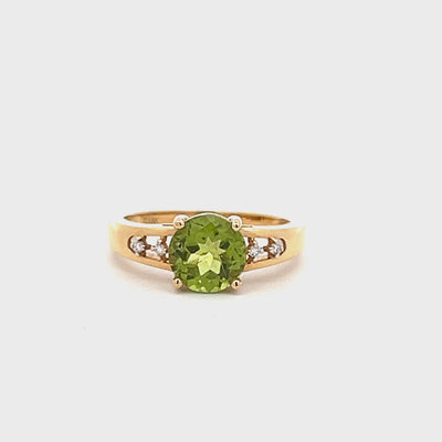 Peridot Diamond Round Ring