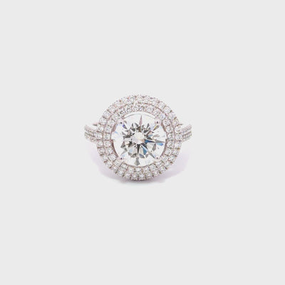 3.85Ct Sparkling Round Diamond with Double Halo Diamonds Engagement Ring