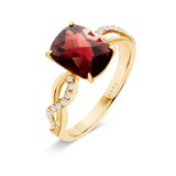 Hessonite Garnet Diamond Oblong Ring