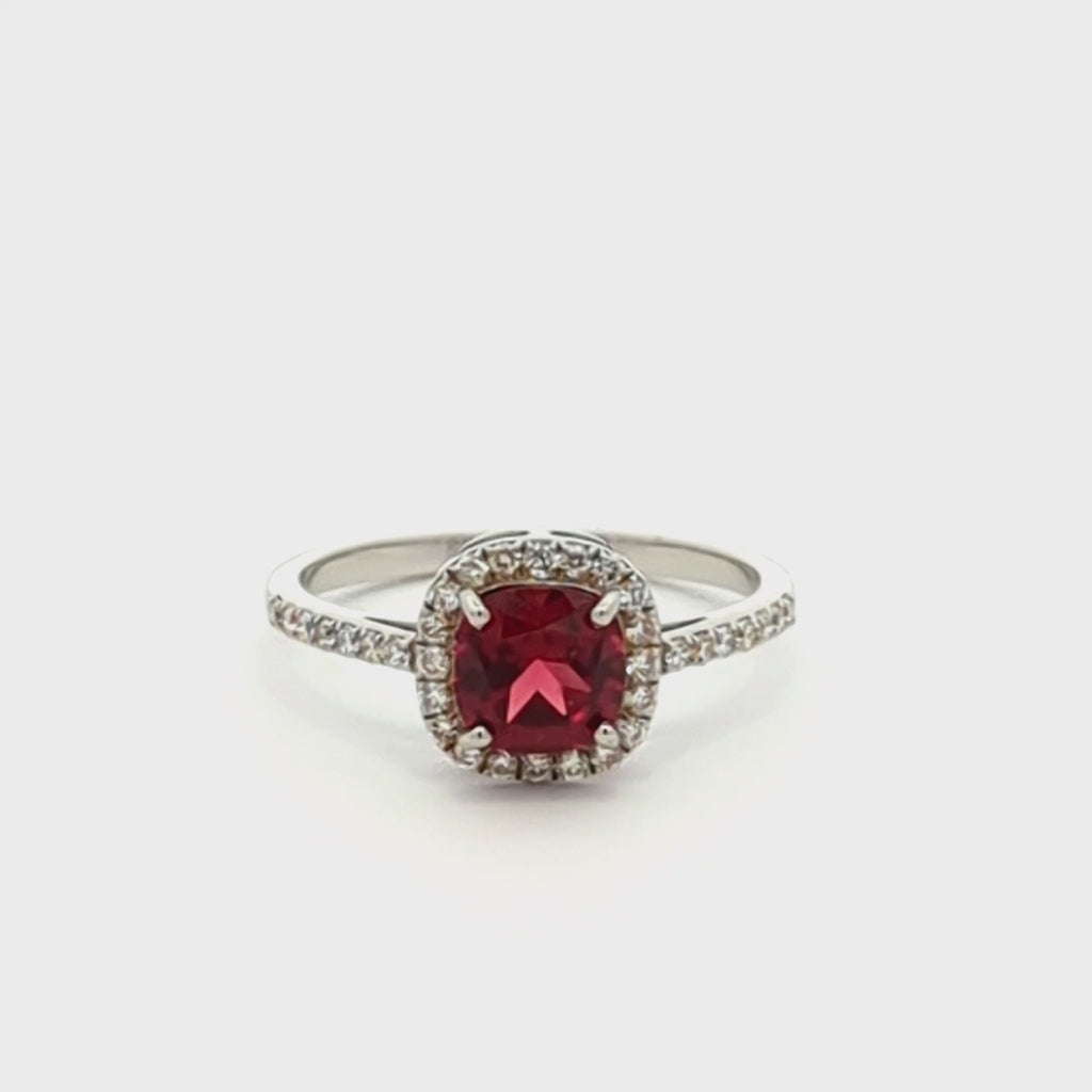 Pink Tourmaline & Diamond Cushion Ring