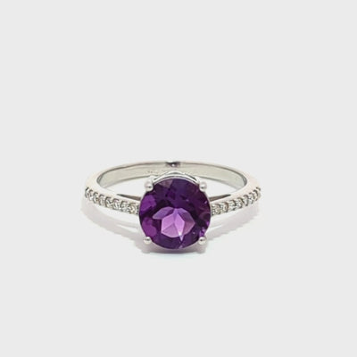 Round Amethyst & Diamond Ring