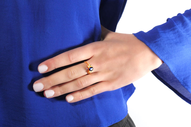 Sapphire Diamond Oval Ring