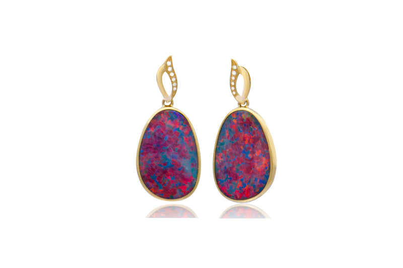 Opal Diamond Post Earrings