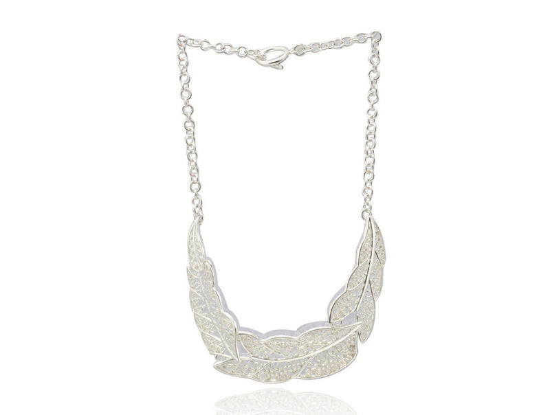 Mexican Silver Filigree Leaf Necklace