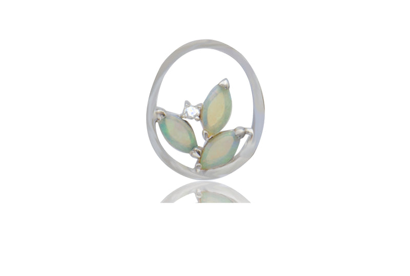 White Opal  Cubic Zirconia Pendant