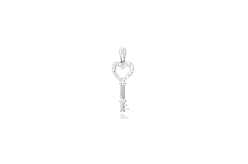 Diamond Heart Key Pendant