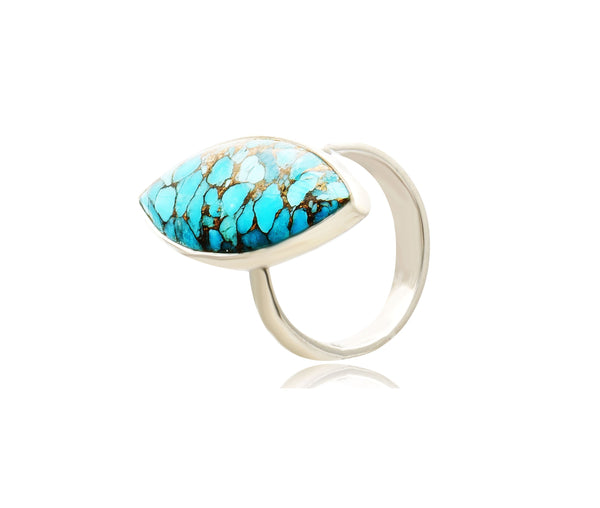 Sterling Silver Turquoise Marquise Faceted Rings