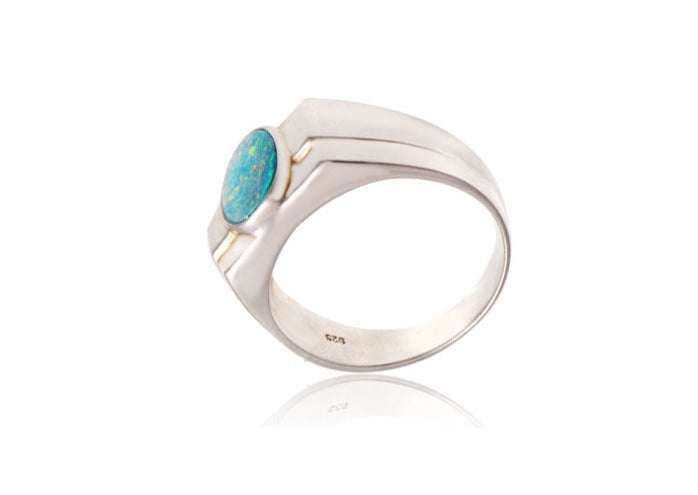 Sterling Silver Doublet Opal Ring