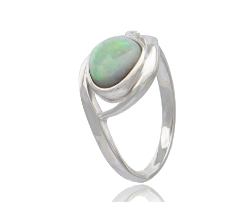 White Opal Cubic Zirconia Ring
