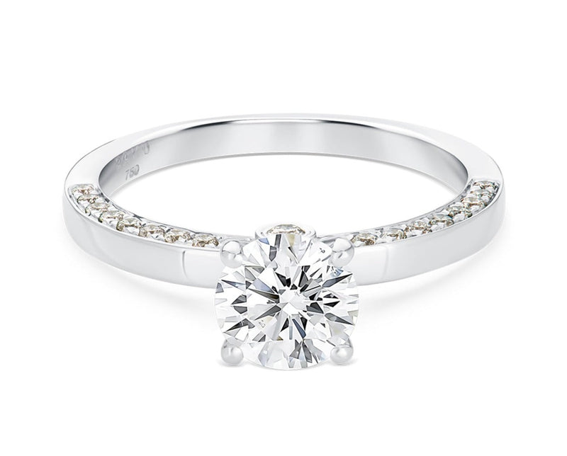 1.42Ct Classic Round Diamond Solitaire with Side Accents Engagement Ring