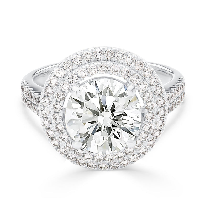 3.85Ct Sparkling Round Diamond with Double Halo Diamonds Engagement Ring