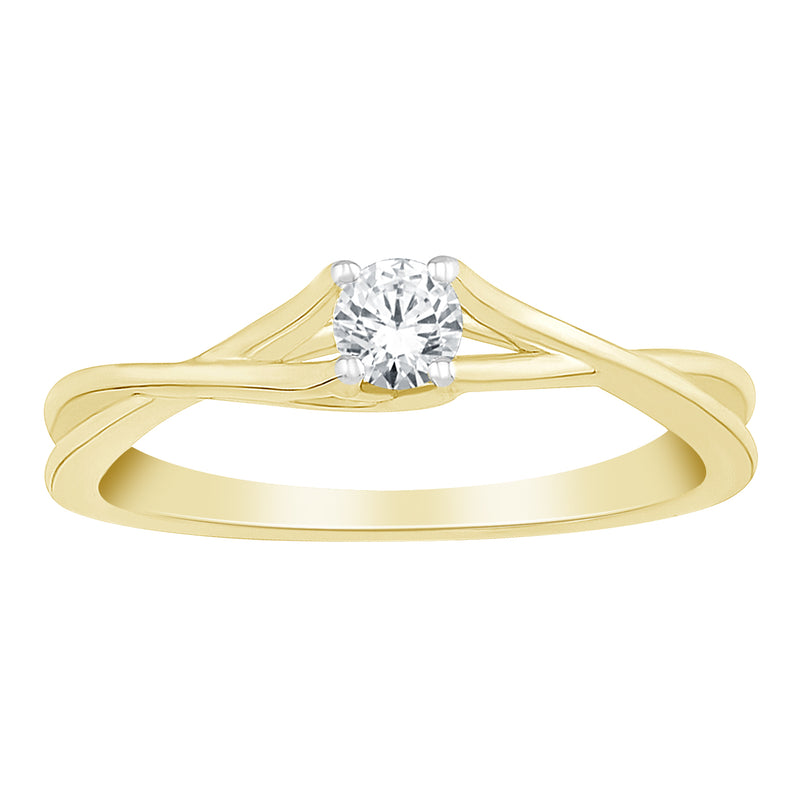 Round Solitaire Diamond Twist Engagement Ring