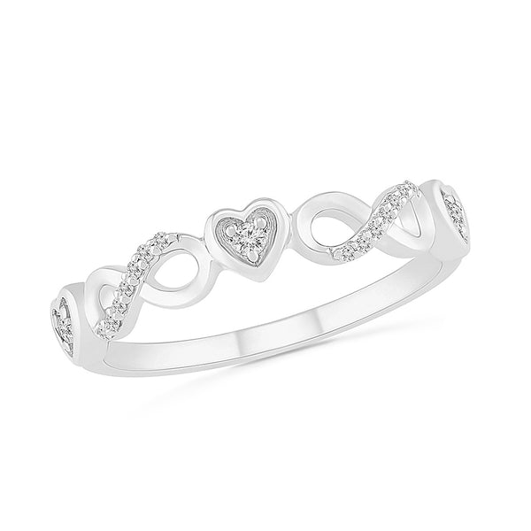 0.10ct 10K White Gold Infinity/Heart Diamond Ring