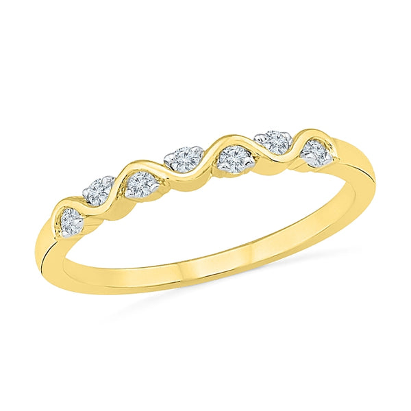 Seven Diamond Twist Wedding Band Ring