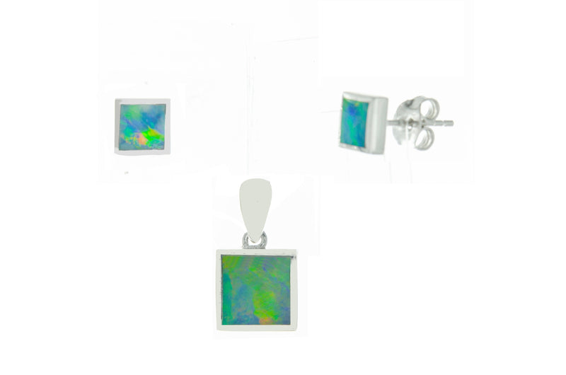 Doublet Opal Pendant and Earrings Set