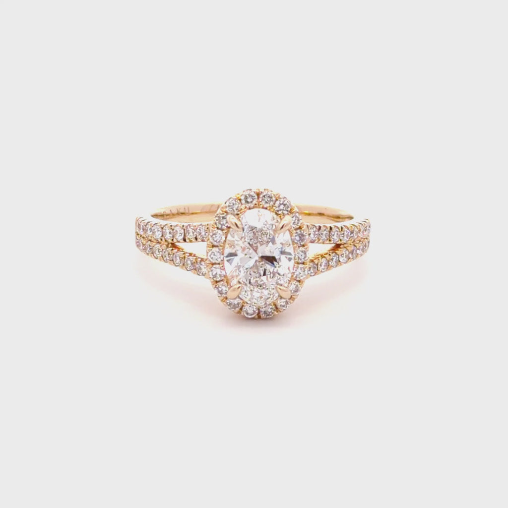 Lab Grown Oval Halo Diamond Engagement Ring