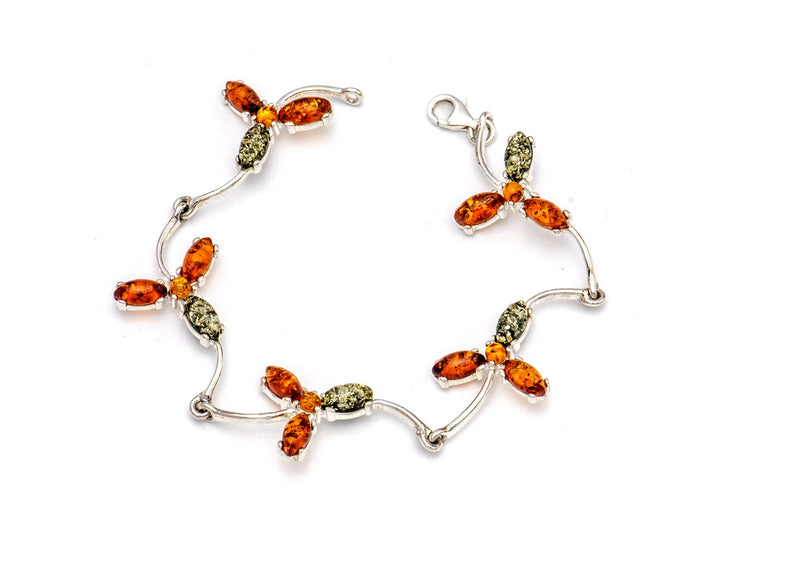 Amber Flower Bar Link Bracelet