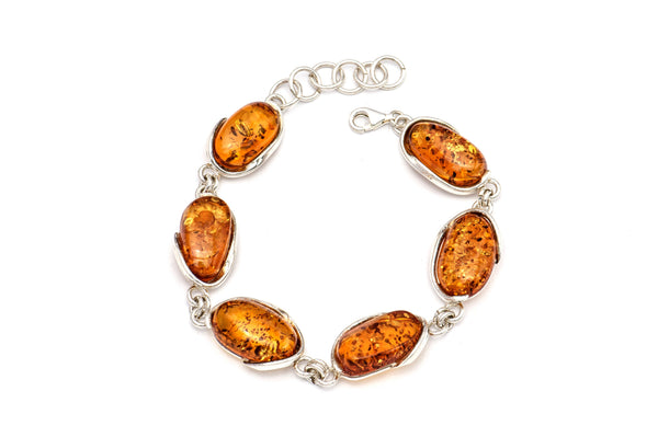 Six Amber Oval Bracelet