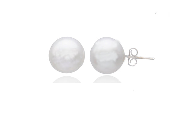 White South Sea Pearl Semi Round Stud Earrings