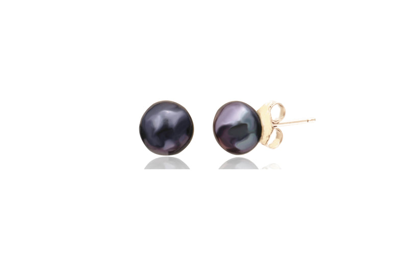 Black South Sea Pearl Round Stud Earrings