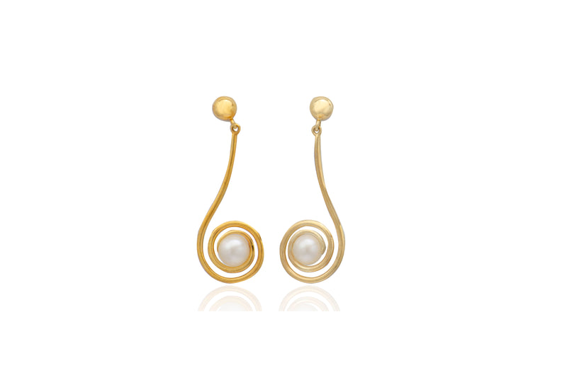 White South Sea Pearl Spiral Post Earrings