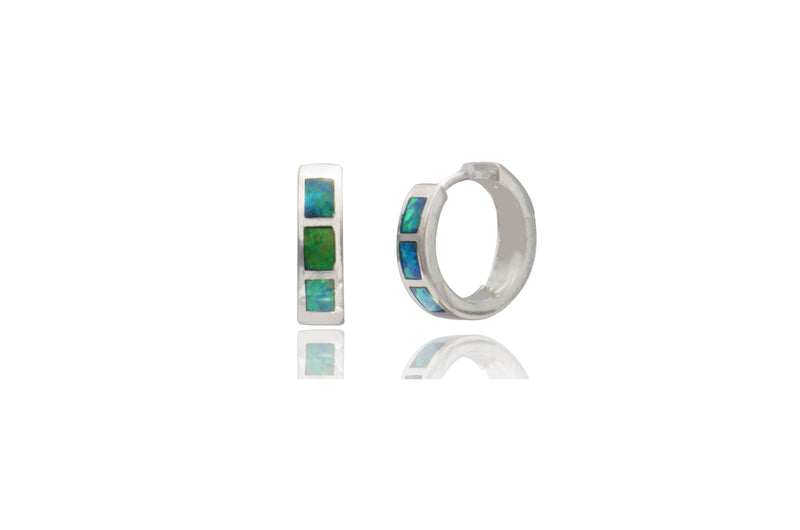 Opal Inlay Huggie Earrings