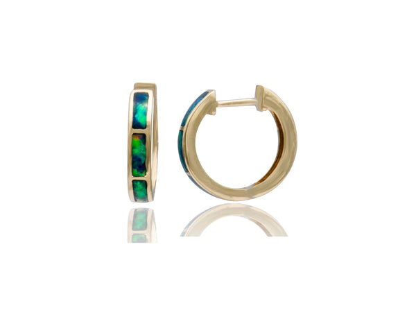Opal Inlay Huggie Earrings