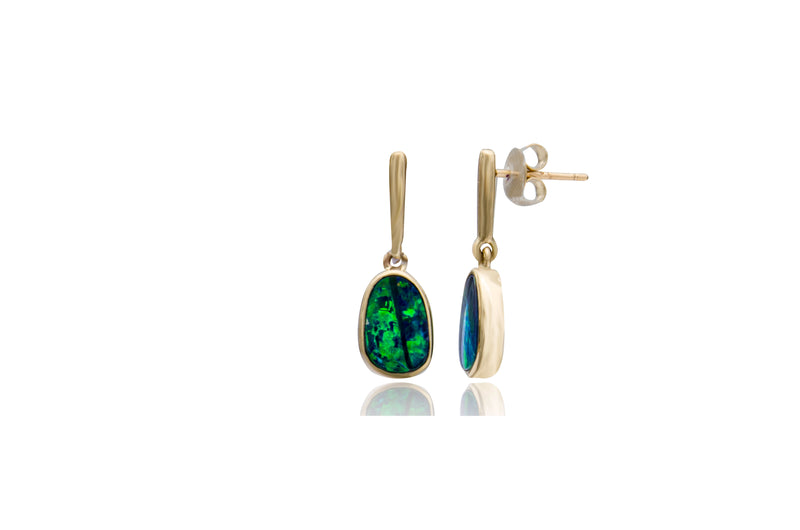 Doublet Opal Irregular Post Earrings