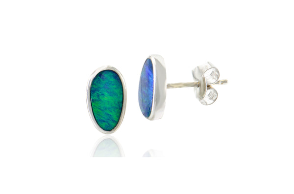  Doublet Opal Irregular Stud Earrings