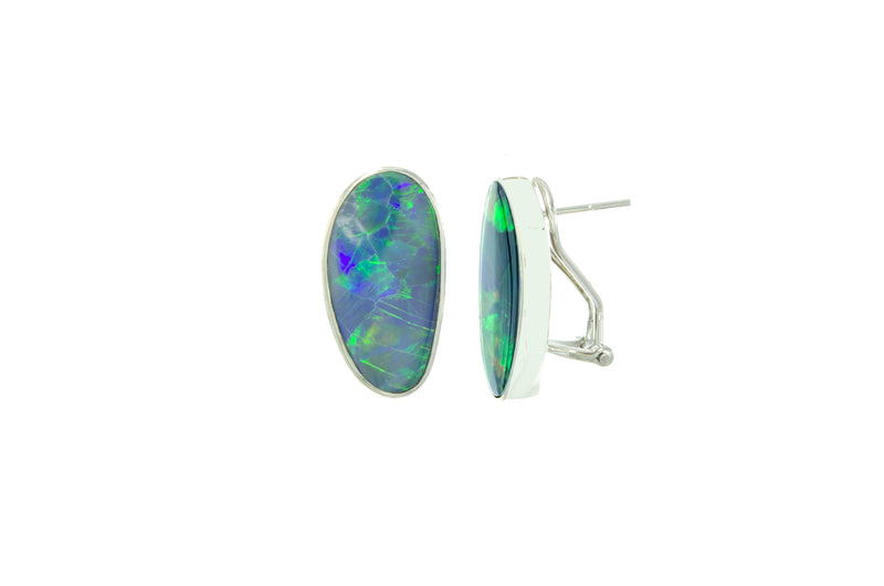 Doublet Opal English Lock Earrings