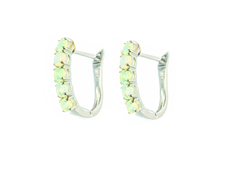 White Opal Huggie Earrings