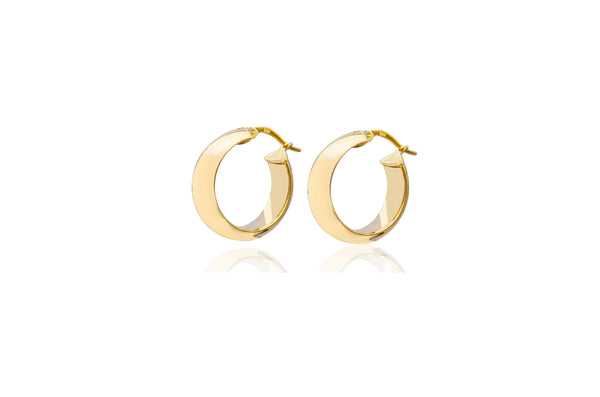 9K Yellow Gold Thick Half Round Hoop Earrings