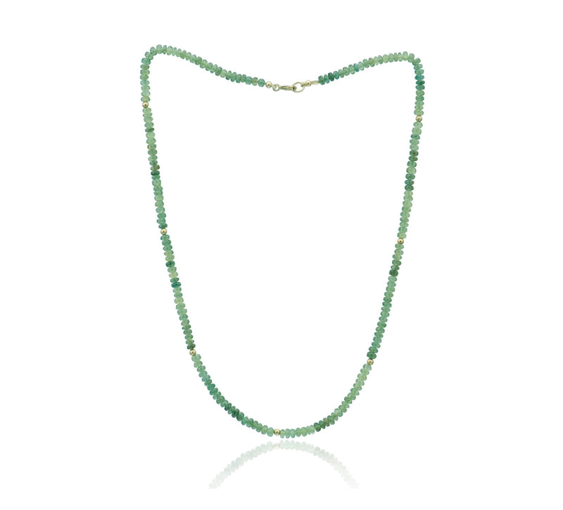 Green Sapphire Gold Bead Necklace