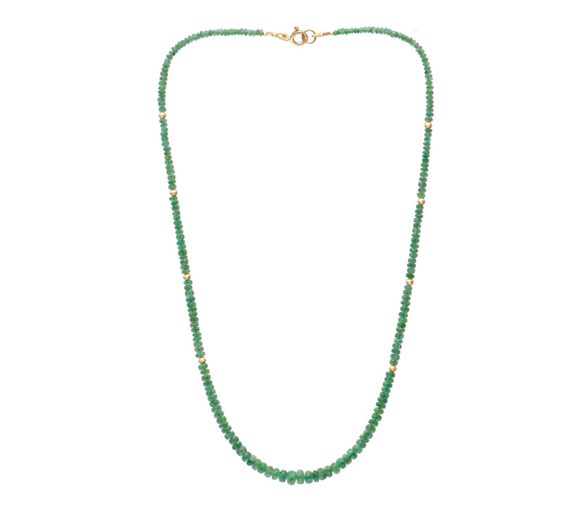 Emerald with Gold Bead Necklace